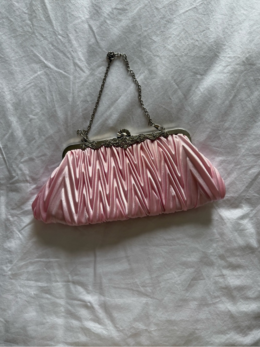 Coquette Baby Pink Pleated Clutch Purse Y2K Elegant Preppy